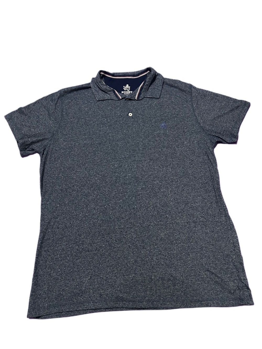 Rugby University Men's Heathered Navy Blue Short Sleeve Polo